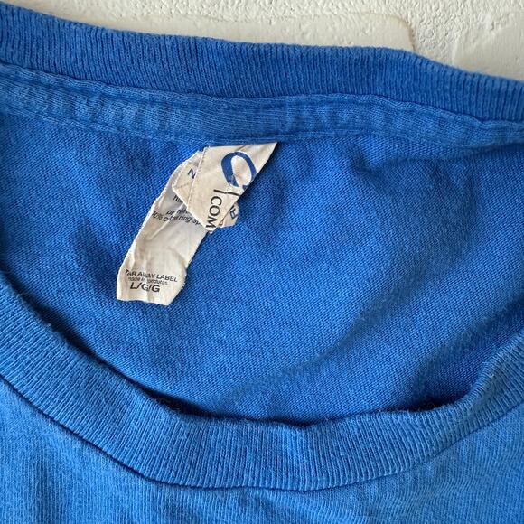 Chiefs Hockey Lego Version from Hanson Brothers Slap Shot Movie Blue Tshirt sz L - Picture 6 of 6